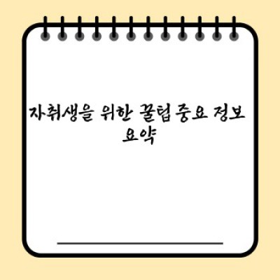 자취생을 위한 꿀팁: 돈도 시간도 아끼는 생활의 지혜!